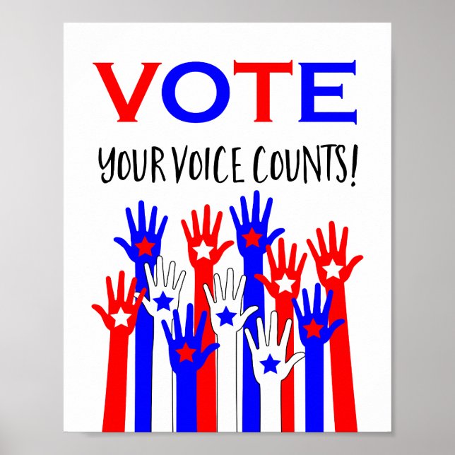 Poster Votez ! Ta voix compte ! Des mains patriotiques (Devant)