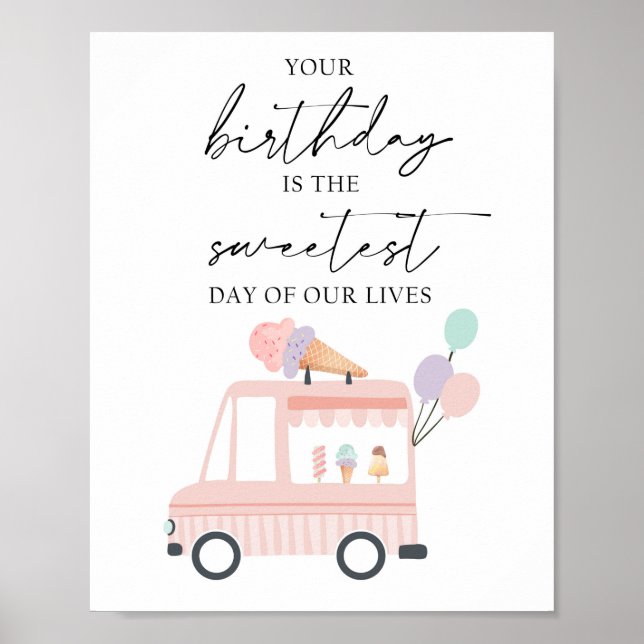 Poster Votre anniversaire est le plus doux camion de crèm (Devant)