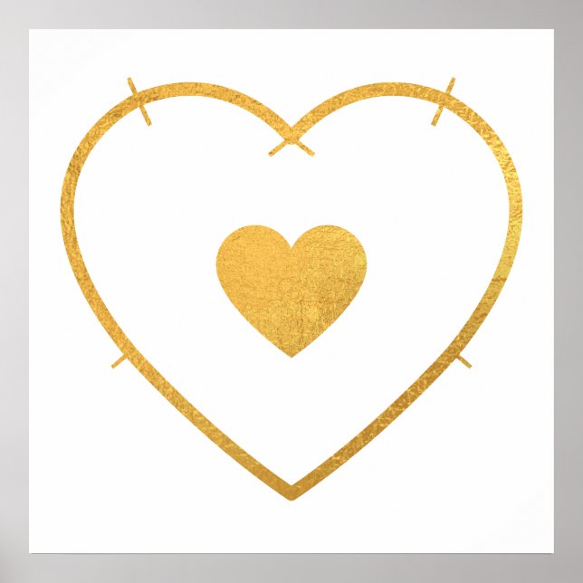 Poster Votre coeur dans mon coeur Jaune d'or (Devant)