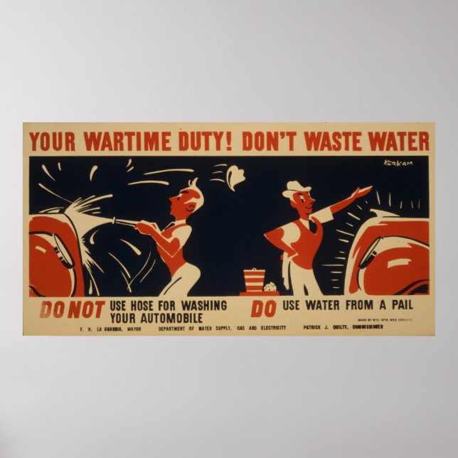 Poster Votre devoir de guerre ! Ne pas gaspiller l'eau Vi (Devant)