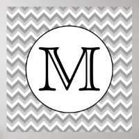 Votre Lettre. Monogramme Motif de Zigzag gris.