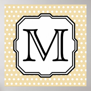 Poster Votre Lettre. Monogramme personnalisé. Polka Beige