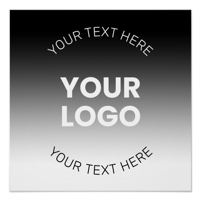 Poster Votre logo | Dégradé noir & blanc moderne modifiab (Devant)