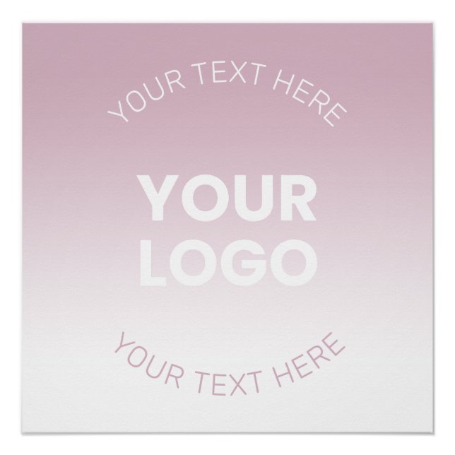 Poster Votre logo | Moderne Dusty Rose & Blanc Ombre (Devant)