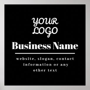 Poster Votre logo rétro-moderne noir et blanc
