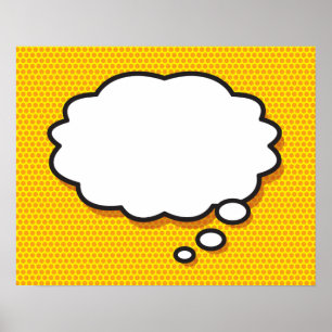 Poster Votre Message Bulle de Pensée Amusant Bande Dessin