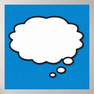 Poster Votre Message Bulle de Pensée Amusante Bande Dessi