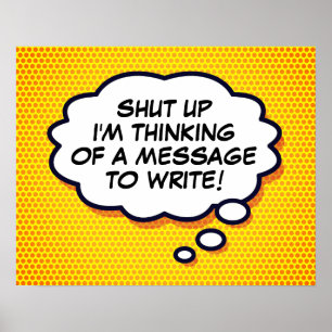 Poster Votre Message Bulle de Pensée Amusante Pop Livre d