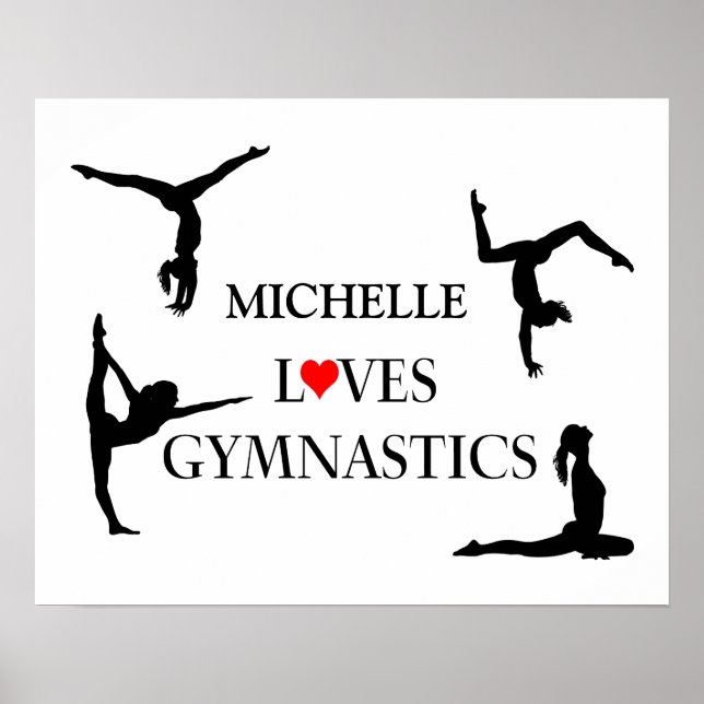 Poster "VOTRE NOM" Aime La Gymnastique (Devant)