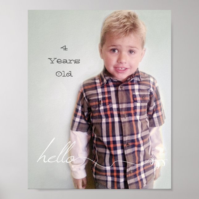 Poster Votre personnalisation de 8 po x 10 po Bonjour et  (Devant)