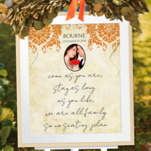 Poster Votre photo Coral Damask Gold Seing Chart