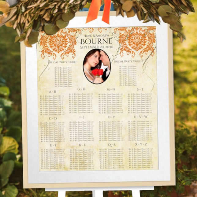 Poster Votre photo Coral Damask Gold Seing Chart (Créateur téléchargé)