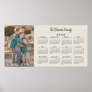 Poster Votre photo et nom 2025 Calendrier Faux Canvas