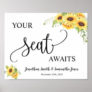 Poster Votre siège attend le panneau de tournesols de réc