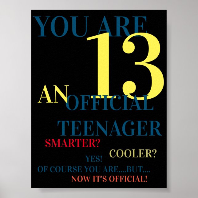 Poster Vous êtes 13 adolescent officiel pour les garçons  (Devant)