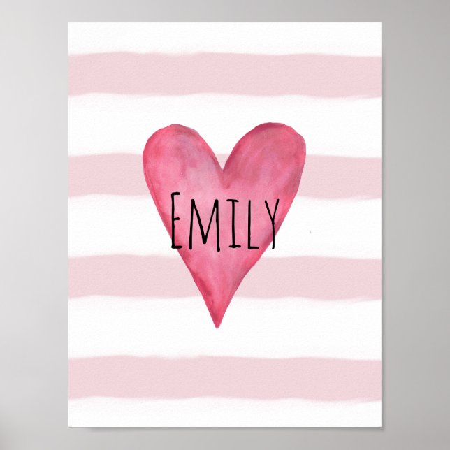 Poster Vous êtes adorable Personnalisable Pink Heart Baby (Devant)