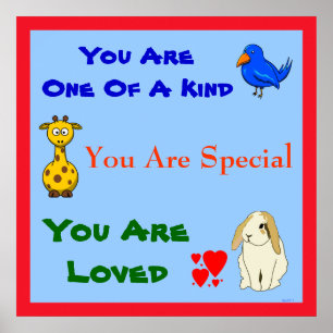 Poster Vous êtes adoré Animal Inspirational Kids Citation