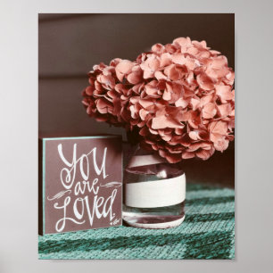 Poster Vous êtes adoré Fleurs roses Aimer