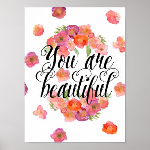 Poster Vous êtes Belle aquarelle Floral