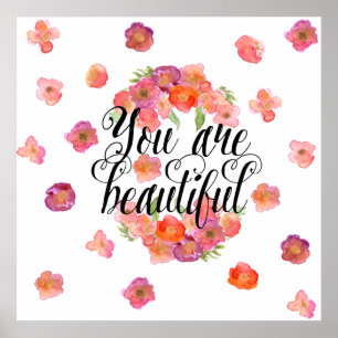 Poster Vous êtes Belle aquarelle Floral