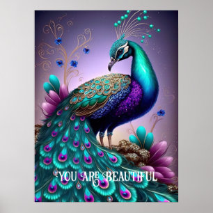 Poster Vous Êtes Belle Peacock Citation Inspirationnelle