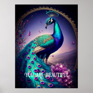 Poster Vous Êtes Belle Peacock Citation Inspirationnelle