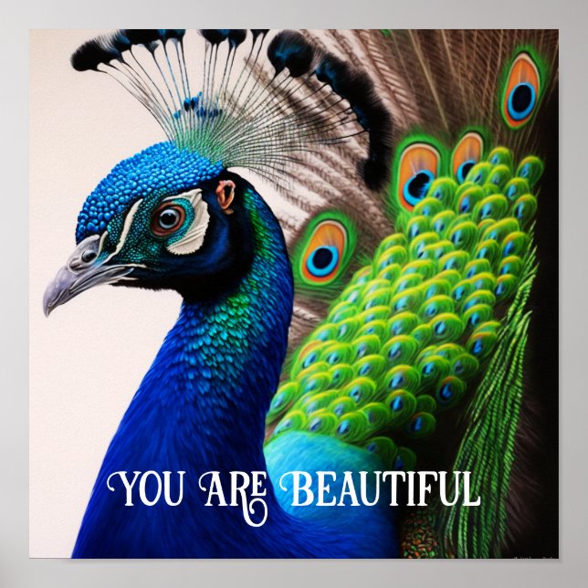 Poster Vous Êtes Belle Peacock Citation Inspirationnelle (Devant)