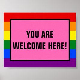 Poster Vous Êtes Les Bienvenus Ici Client LGBTQ Rainbow P
