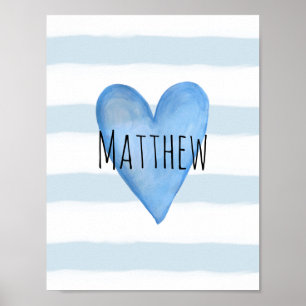 Poster Vous êtes Loved Blue Heart Baby's Nursery