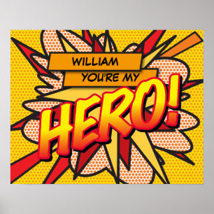Poster Vous êtes mon HÉROS Bande dessinée rétro Fun Pop A