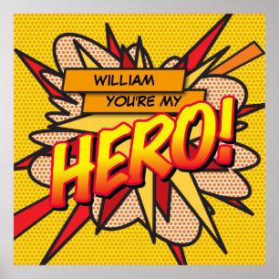 Poster Vous êtes mon HÉROS Bande dessinée rétro Fun Pop A