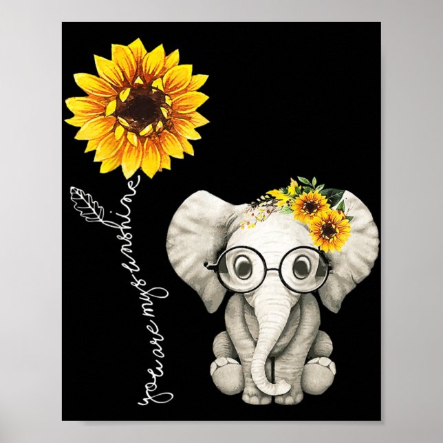 Poster Vous Êtes Mon Sunshine Hippie Sunflower Elephant C (Devant)