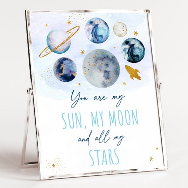 Poster Vous Êtes My Sun Moon Stars Space Blue & Gold (Créateur téléchargé)