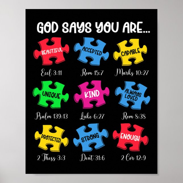 Poster Vous Êtes Sensibilisation sur l'autisme Puzzle Bib (Devant)