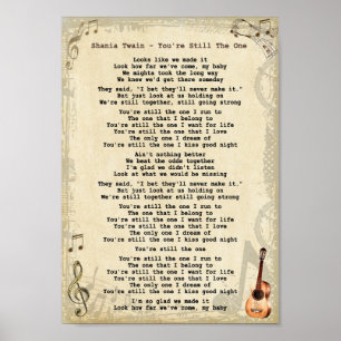 Poster Vous êtes toujours l'une copie lyrique de guitare
