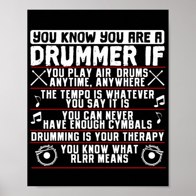 Poster Vous Êtes Un Drummer Si Drummer Musicien (Devant)