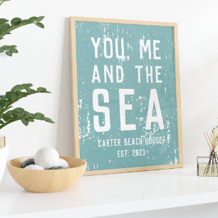 Poster Vous, moi et la mer Maison de plage personnalisée 