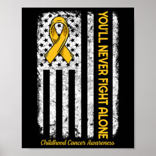 Poster Vous ne combattrez jamais seul drapeau Cancer de l
