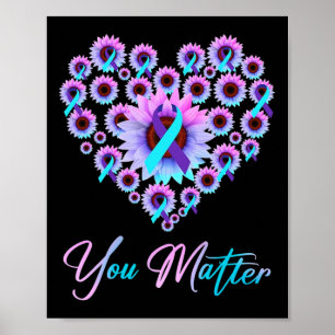 Poster Vous Problème Prévention Suicide Turquoise Purple