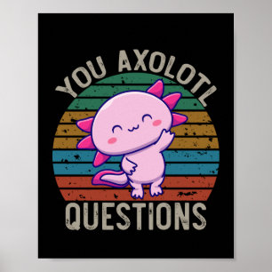 Poster Vous Questions Axolotl Rétro 90s Vintage Coucher d