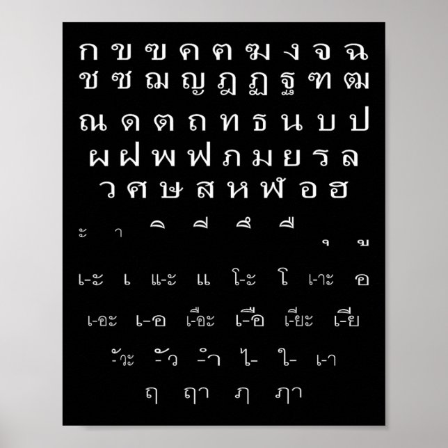 Poster Vowels Alphabet Mur Script Thaï Costume Halloween (Devant)