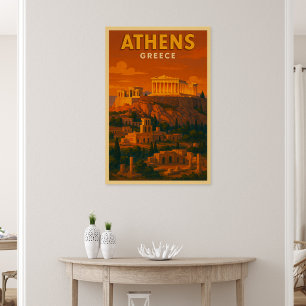 Poster Voyage à Athènes Grèce Rétro