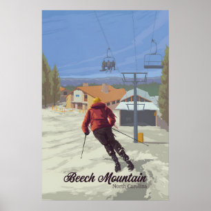 Poster Voyage à la station de ski Beech Mountain Caroline
