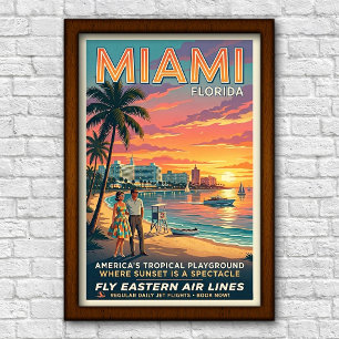 Poster Voyage à Miami, Floride, années 1960