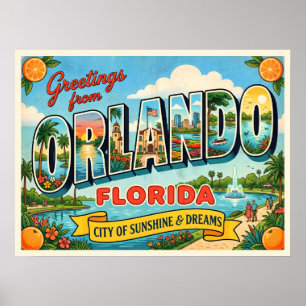 Poster Voyage à Orlando Floride Vintage