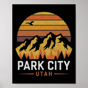 Poster Voyage à Park City Utah Montagnes Ski Randonnée Ca