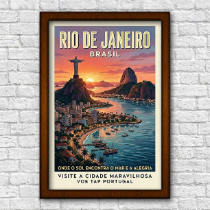 Poster Voyage à Rio de Janeiro, Brésil, années 1960