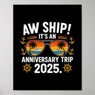 Poster Voyage Anniversaire Croisière 2025 Couple Vacances