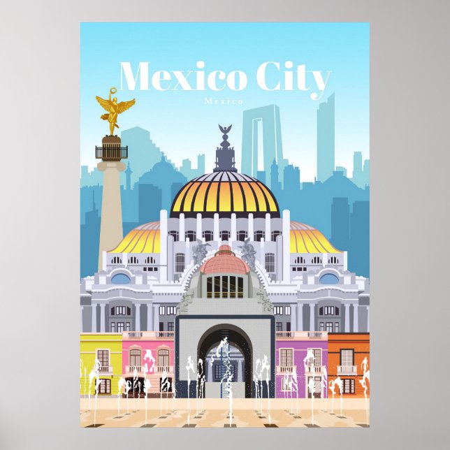 Poster Voyage Art Voyage à Mexico City (Devant)