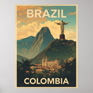 Poster Voyage au Brésil Colombie Rétro Amérique du Sud Vi